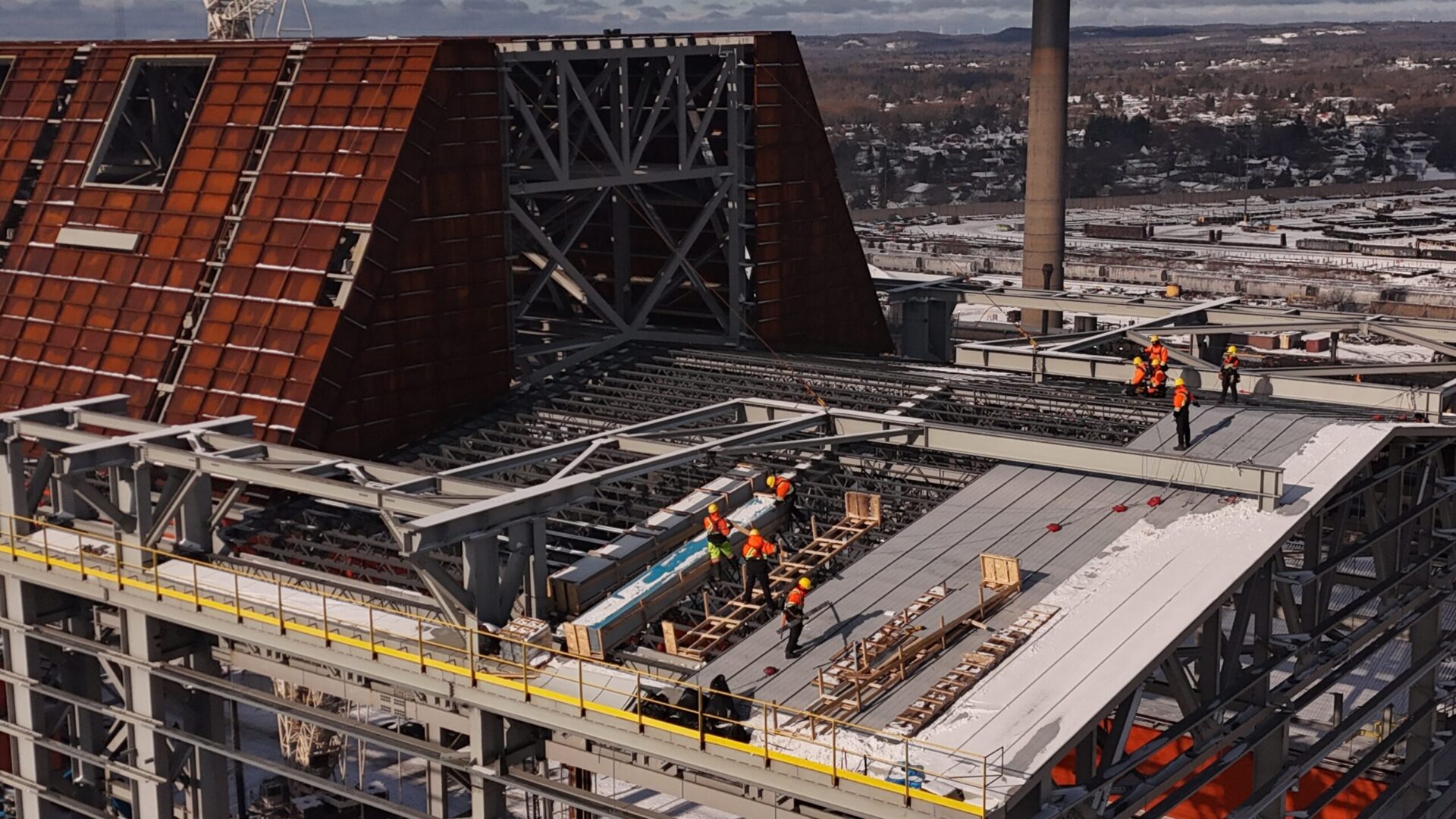 Industrial roofing aerial view